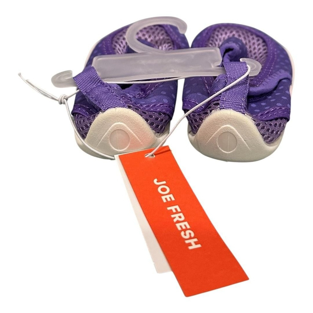 Joe Fresh Slippers Girls Size 8 Purple Mesh Slip On Polka Dot Rubber Sole Shoes - Picture 4 of 6